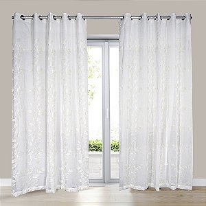 Cortina Bella Janela Bordada Duplex 300x230cm Renaissance Marfim 2