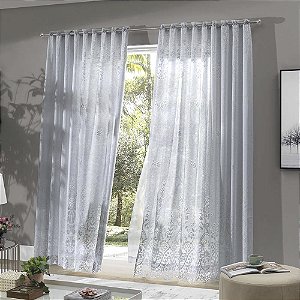 Cortina de Renda com Forro Clássica Irlanda Interlar 300x180cm Branca