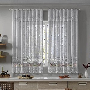 Cortina de Renda para Cozinha com Bandô Valência Interlar 200x120x20cm Natal