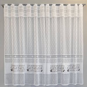Cortina de Renda para Cozinha com Bandô Madrid Interlar 200x120x20cm Coffe Time