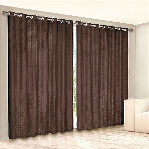 Cortina para Varão 280 x 180cm Voil Trabalhado com Forro Tabaco Provence - Izaltex