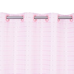 Cortina para Varão 400 x 230cm Voil Trabalhado com Forro Rosa Bebê Provence - Izaltex