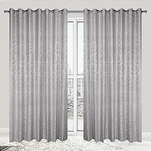 Cortina Ferrara Izaltex London Prata com Ilhós Cromado 400x230cm
