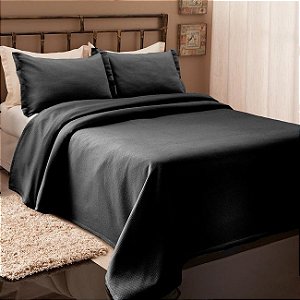 Colcha Solteiro Piquet Preto Becadecor