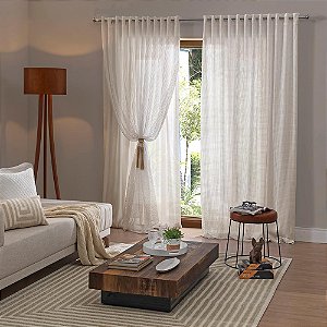 Cortina de Renda com Forro Clássica Pantalla Interlar 300x180cm Marfim