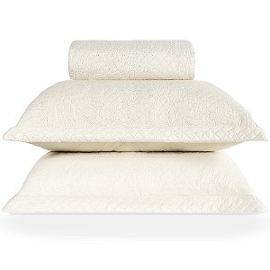 Colcha Queen Size Provence 3 Peças Bege