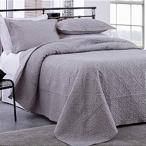 Colcha Queen Size Provence 3 Peças Cinza