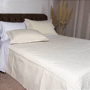 Colcha King Size Provence 3 Peças Bege