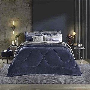 Edredom Casal Plush Hedrons Inove Liso Mariner