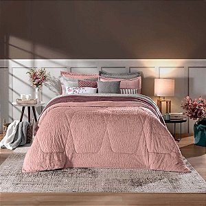 Edredom Queen Size Plush/Peles Hedrons Rosa Poema