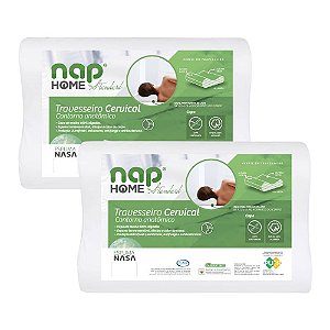 Kit 2 Peças Travesseiro Nasa Ortopédico Cervical 50x70cm Capa 100% Algodão Nap