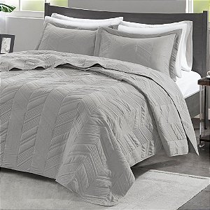Colcha King Size 300 Fios Corttex Ouro 3 Peças Cinza