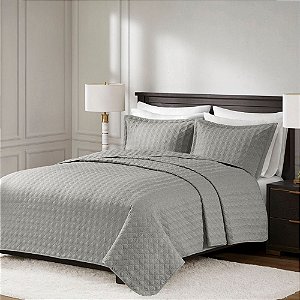 Colcha Casal Corttex Lyon 3 Peças Cinza