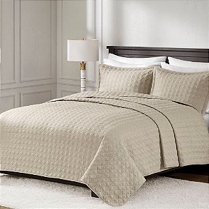 Colcha King Size Corttex Lyon 3 Peças Bege