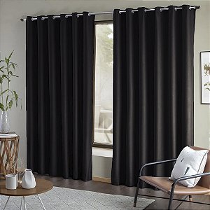 Cortina Blackout de Tecido Liso 2.60 x 1.80Mts Vivalutex Lisboa Preto