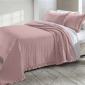 Colcha King Size 200 Fios Corttex Celine 3 Peças Rosa