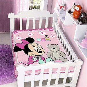 Cobertor para Bebê Raschel Plus 90x110cm Disney Minnie Surpresa