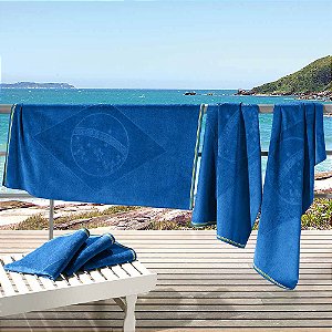 Toalha Bandeira do Brasil Jacquard 70x140cm Azul