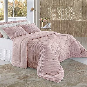 Edredom King Size Plush Alto Relevo BBC Têxtil Rosa