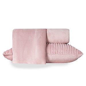 Jogo de Cama Solteiro Plush 3 Peças BBC Têxtil Rosa
