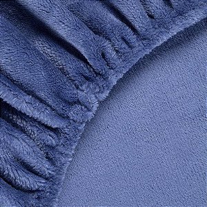 Lençol de Plush Queen Size BBC Têxtil Azul