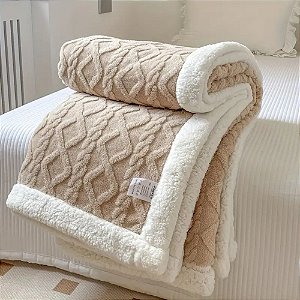 Cobertor Casal Tricot com Sherpa Europa 1.80 x 2.20 Mts Bege