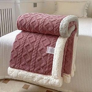 Cobertor Casal Tricot com Sherpa Europa 1.80 x 2.20 Mts Rosa Malva
