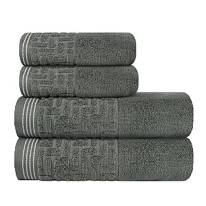 Jogo de Toalhas de Banho 4 Peças Super Soft Zero Twist Corttex Geométrico 500 g/m² Verde