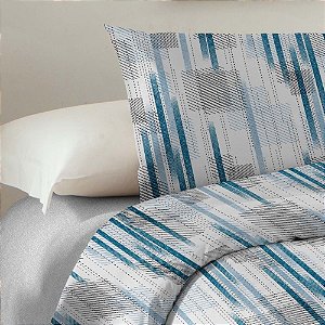 Jogo de Cama Queen Size Azul Corttex Microtec 200 Fios 4 Peças
