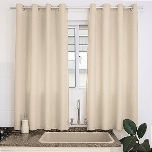 Cortina para Cozinha Voil e Forro 280x120cm Luna Bege