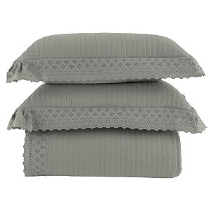 Colcha Casal 300 Fios Corttex 300 Fios Serena 3 Peças Cinza