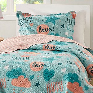 Colcha Solteiro Infantil Corttex Studio Mix 2 Peças Love