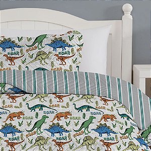 Colcha Solteiro Infantil Corttex Studio Mix 2 Peças Dinossauro