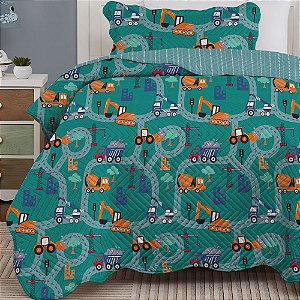 Colcha Solteiro Infantil Corttex Studio Mix 2 Peças Máquinas