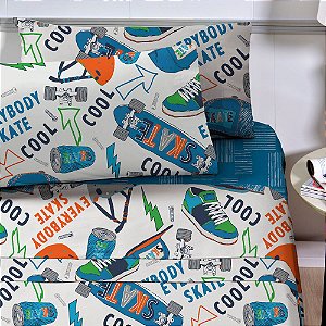 Jogo de Cama Solteiro Infantil Corttex Studio Mix 3 Peças Azul