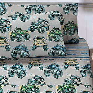 Jogo de Cama Solteiro Infantil Corttex Studio Mix 3 Peças Off Road