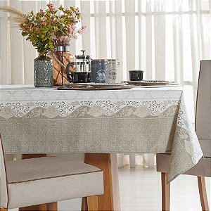 Toalha de Mesa Quadrada 4 Lugares Hiper Têxtil Facile Bege