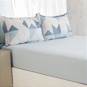 Jogo de Lençol e Fronha Solteiro Bella Enxovais Malha 100% Algodão 2 Peças Cloud Levi