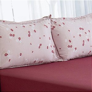 Jogo de Lençol e Fronha Queen Size Bella Enxovais Malha 100% Algodão 3 Peças Cloud Mia