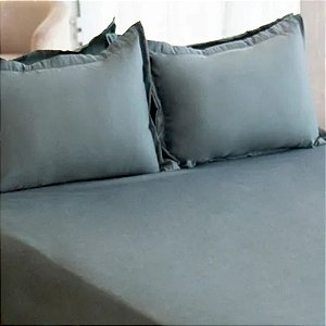 Jogo de Lençol e Fronha Queen Size Bella Enxovais 3 Peças Bella Twist Chumbo