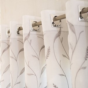 Cortina Bordada Voil com Forro 500x250cm Bella Enxovais Angela