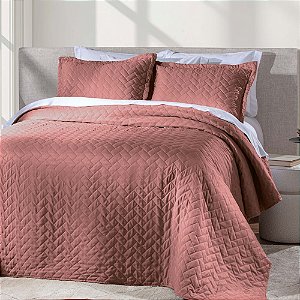 Colcha Casal Corttex Mônaco 3 Peças Rosa