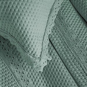 Colcha Casal 200 Fios Corttex Romantic 3 Peças Verde