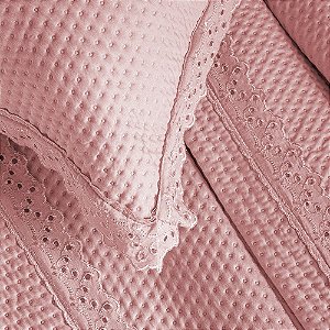 Colcha Casal 200 Fios Corttex Romantic 3 Peças Rosa