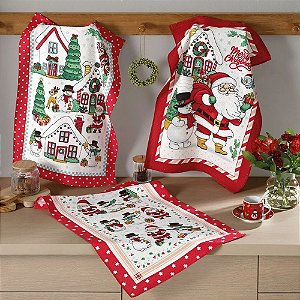 Kit Pano de Copa Natalino Felpudo Dohler 45 x 65cm Natal 118 3 Peças