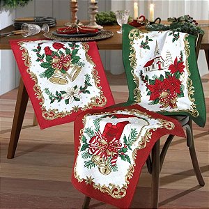 Kit Pano de Copa Natalino Felpudo Dohler 45 x 65cm Natal 109 3 Peças