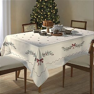 Toalha de Mesa Natalina Quadrada 160x160cm Matisse Dohler Clean Natal 123