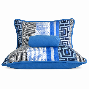 Jogo de Cama Casal Malha 3 Peças Majogart Azul