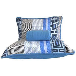 Jogo de Cama Queen Size Malha 3 Peças Majogart Azul