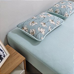 Jogo de Cama King Size Malha 3 Peças Majogart Magnólia Verde